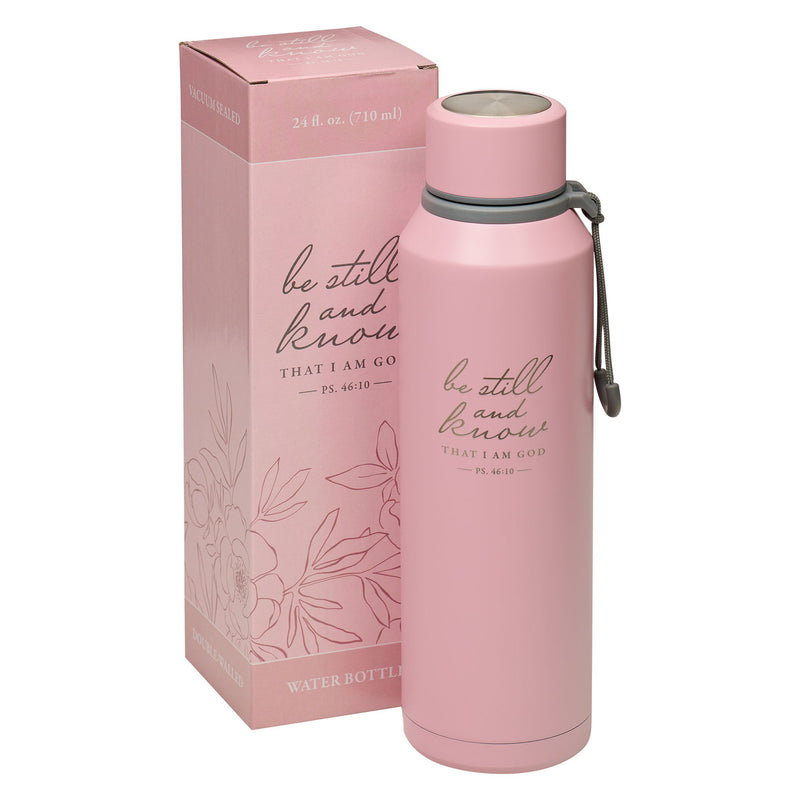 CAG FLS080 SSTEEL WATER BOTTLE PINK BE STILL AND K