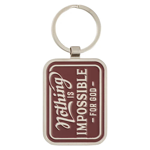 CAG KRG078 NOTHING IS IMPOSSIBLE VINTAGE RED METAL KEYCHAIN - LUKE 1:37