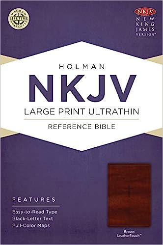NKJV HOL LARGE PRT ULTRA THIN REF LT BROWN