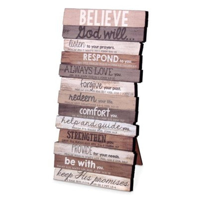 LCP 45018 PLAQUE MDF STACKED SMALL BELIEVE