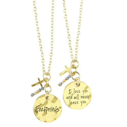 DIC J-453 NECKLACE GOLD FOOTPRINTS