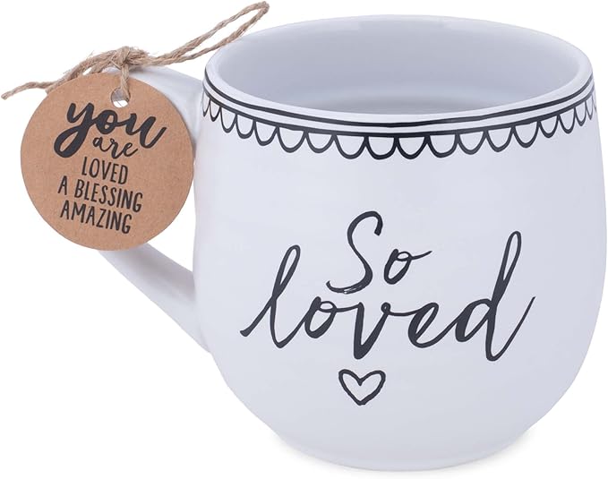 LCP 18677 MUG ARTISAN DOODLES SO LOVED WHITE 18 OZ