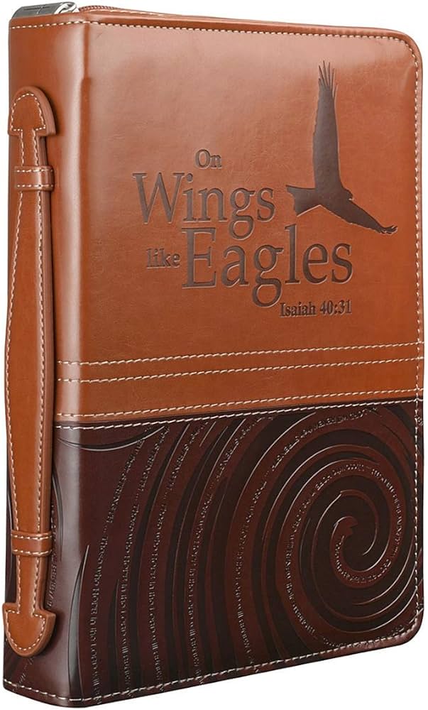 CAG BBL307 BIBLE COVER LUXL LARGE BROWN ISAIAH 40:31