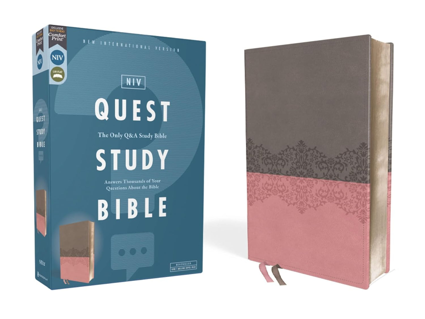 NIV QUEST STUDY BIBLE GRAY/PINK LS
