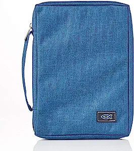 CAG BBL618 BIBLE COVER POLYESTER VALUE LARGE NAVY FISH APPL