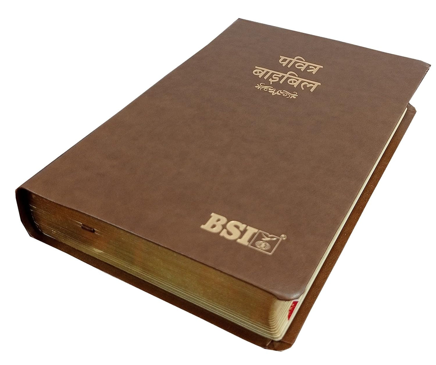 BSI HINDI PU L BIBLE GILT BROWN TI
