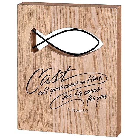 DIC TTPLQW-2005 TABLETOP WIRE PLAQUE CAST YOUR CARE FISH