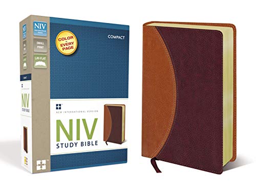 NIV ZON STUDY BIBLE RLE COMPACT SZ LL TAN/BURGUNDY