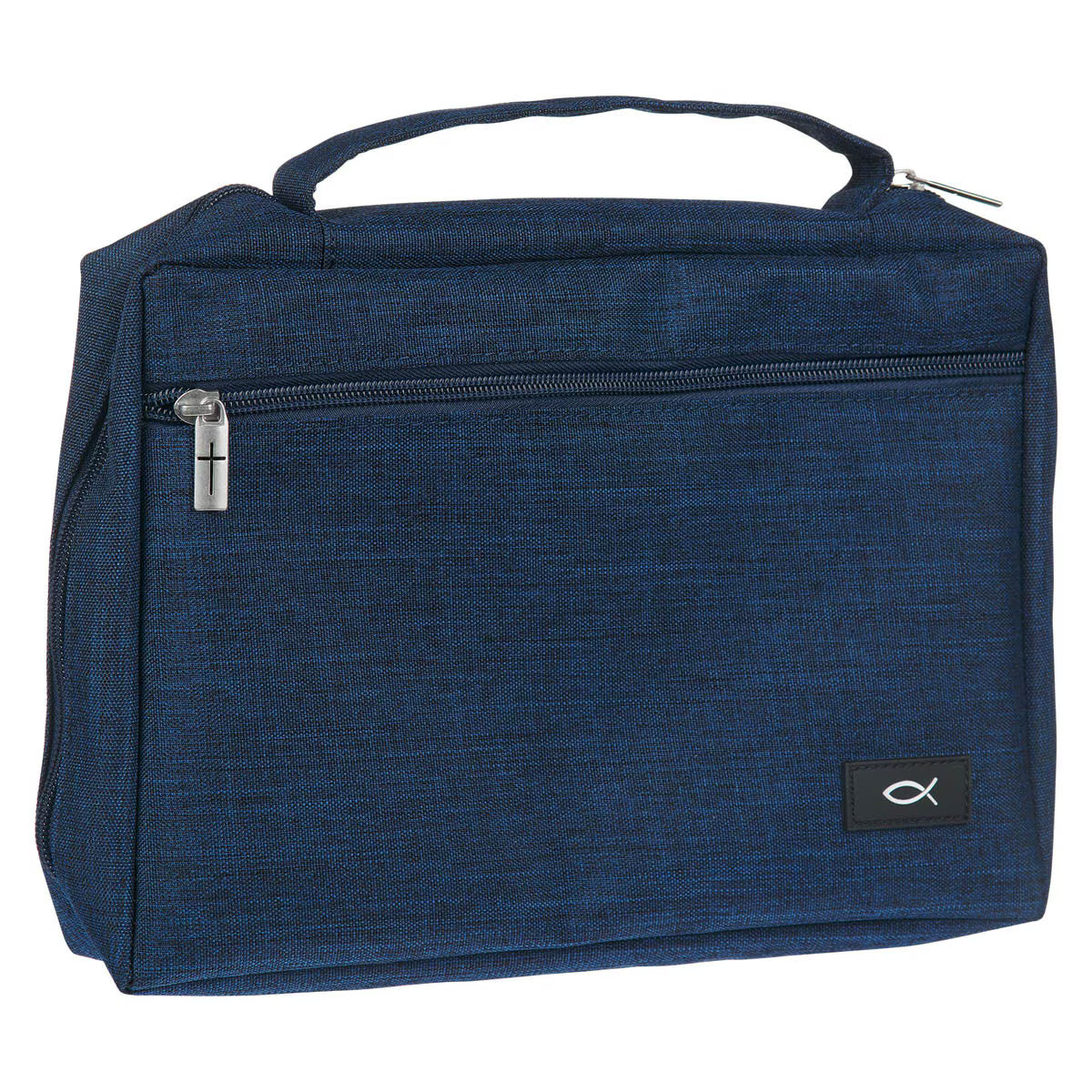 CAG BBXL787 BIBLE COVER VALUE NAVY ICHTHUS PATCH