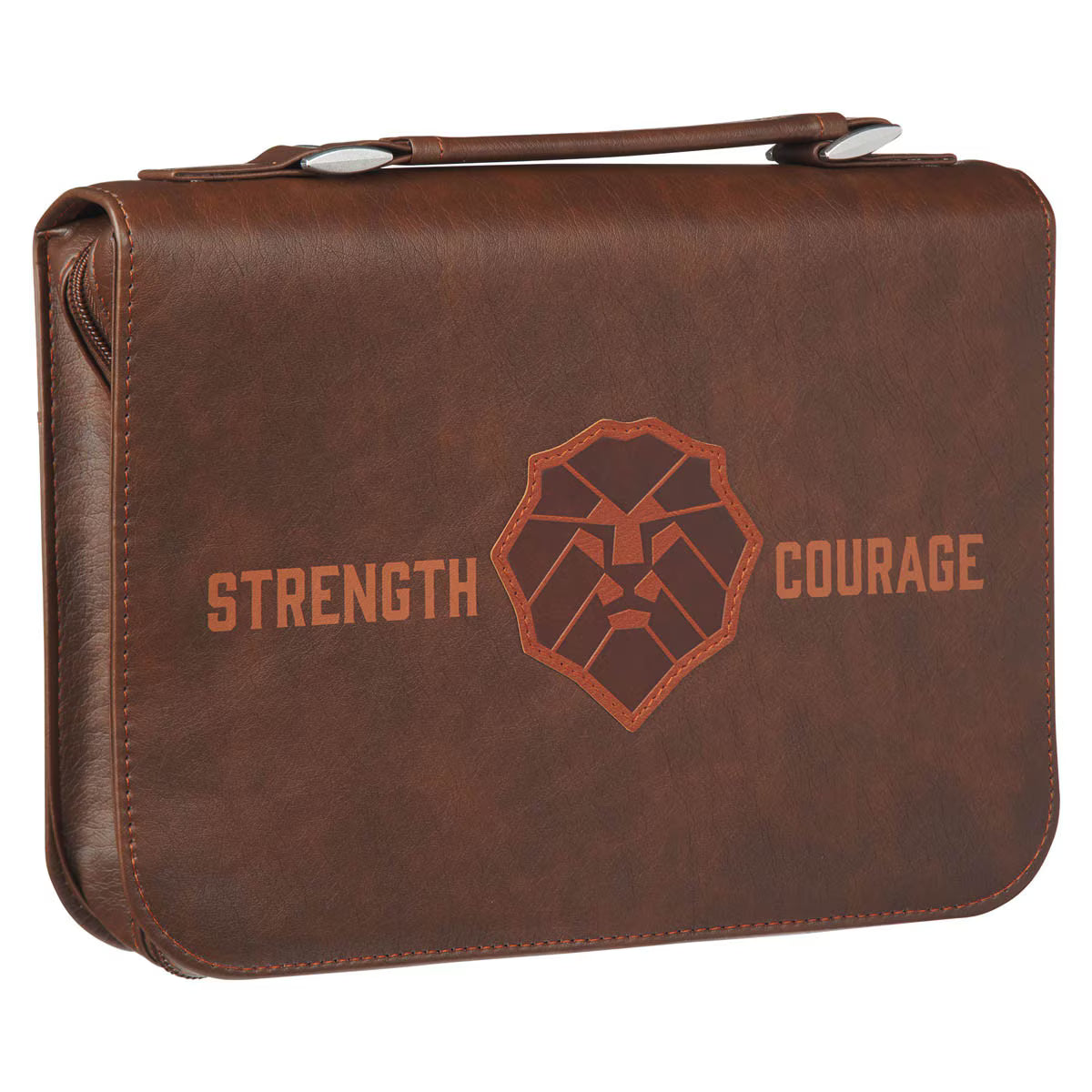 CAG BBM800 BIBLE COVER CLASSIC BROWN LION STRENGTH & COURAGE JOSH.1:9