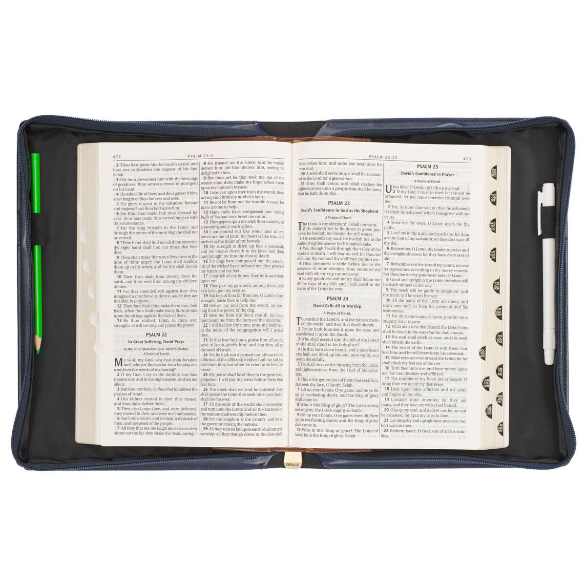 CAG BBM802 BIBLE COVER FASHION NAVY STRENGTH & DIGNITY PROV. 31:25