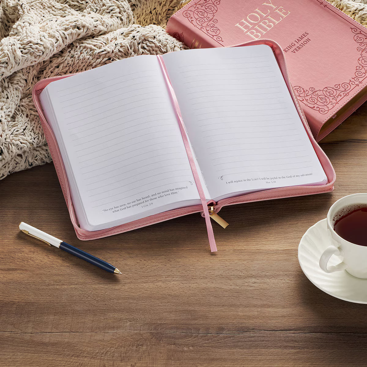 CAG JL856 JOURNAL CLASSIC ZIP PINK HE WILL COVER YOU PS. 91:4