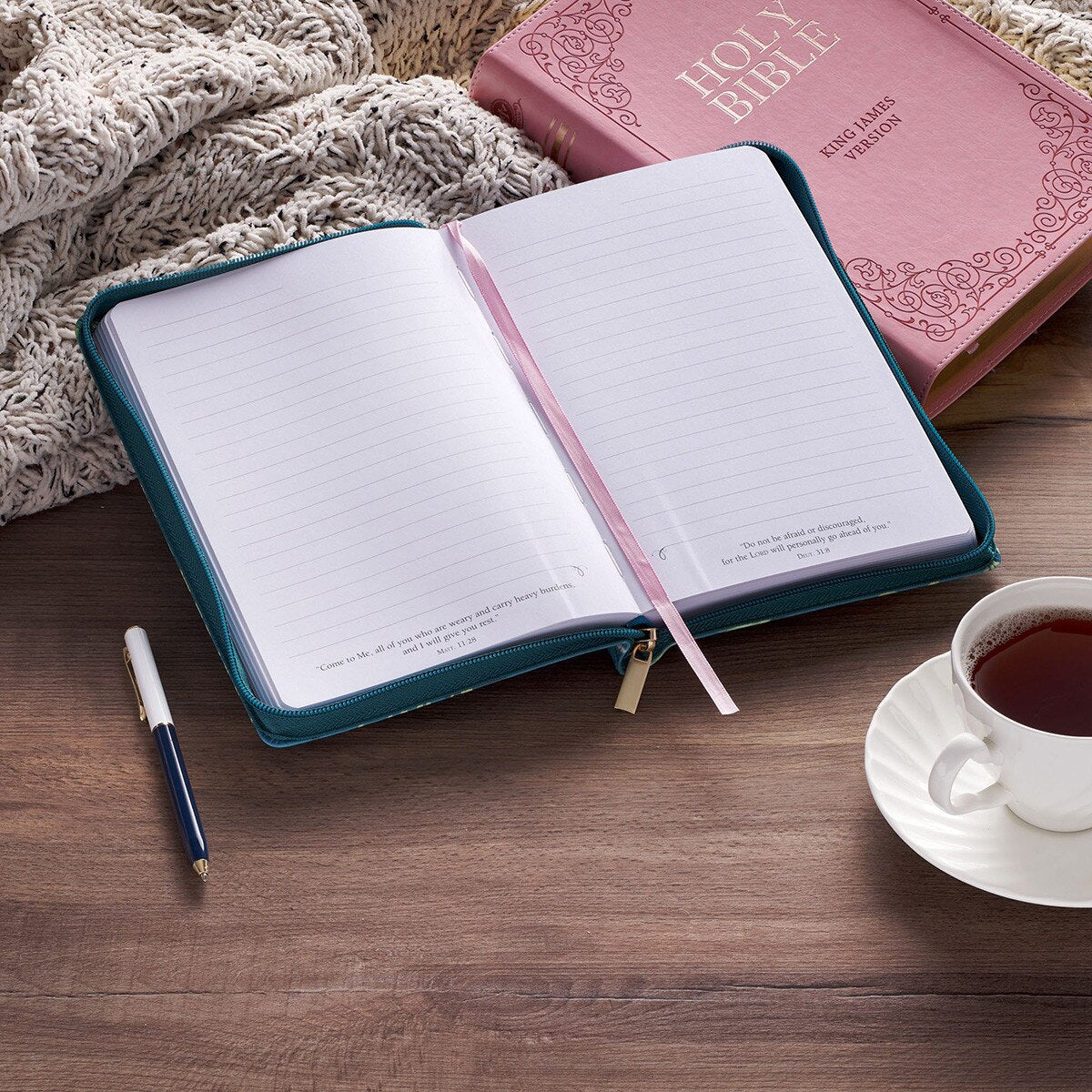 CAG JL874 JOURNAL CLASSIC ZIP TEAL LOVE THE LORD MATT. 22:37