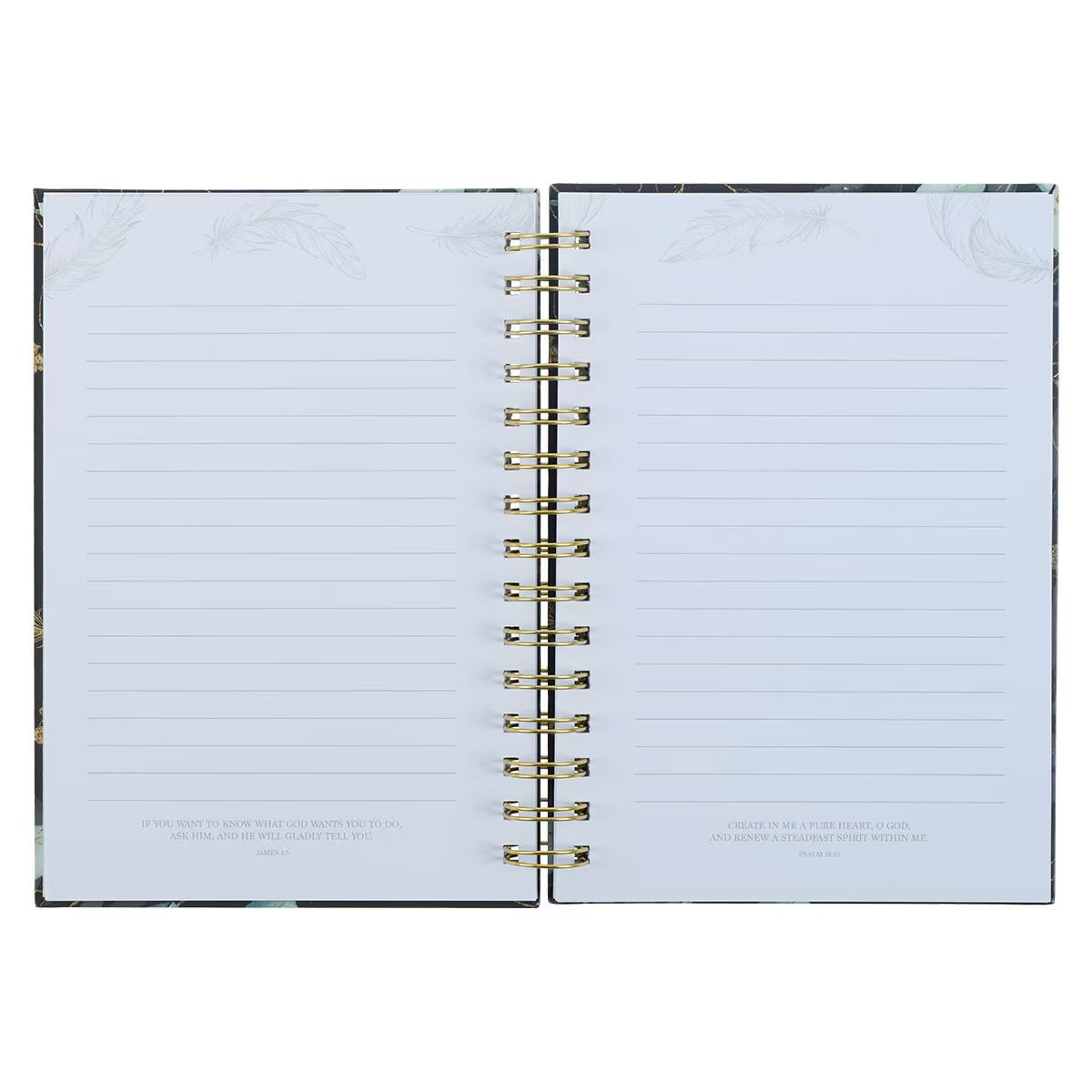 CAG JLW129 JOURNAL SPIRAL-BOUND BLACK FEATHERS HE WILL COVER YOU PS, 91:4