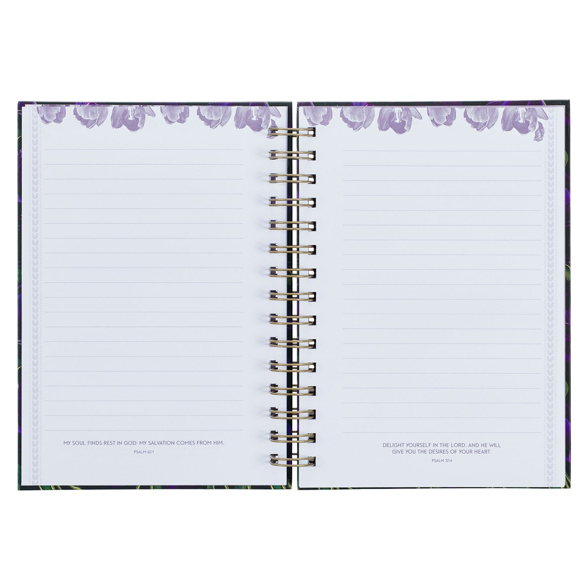 CAG JLW170 JOURNAL SPIRAL-BOUND BLACK/PURPLE FLORAL BLESSED LUKE 1:45