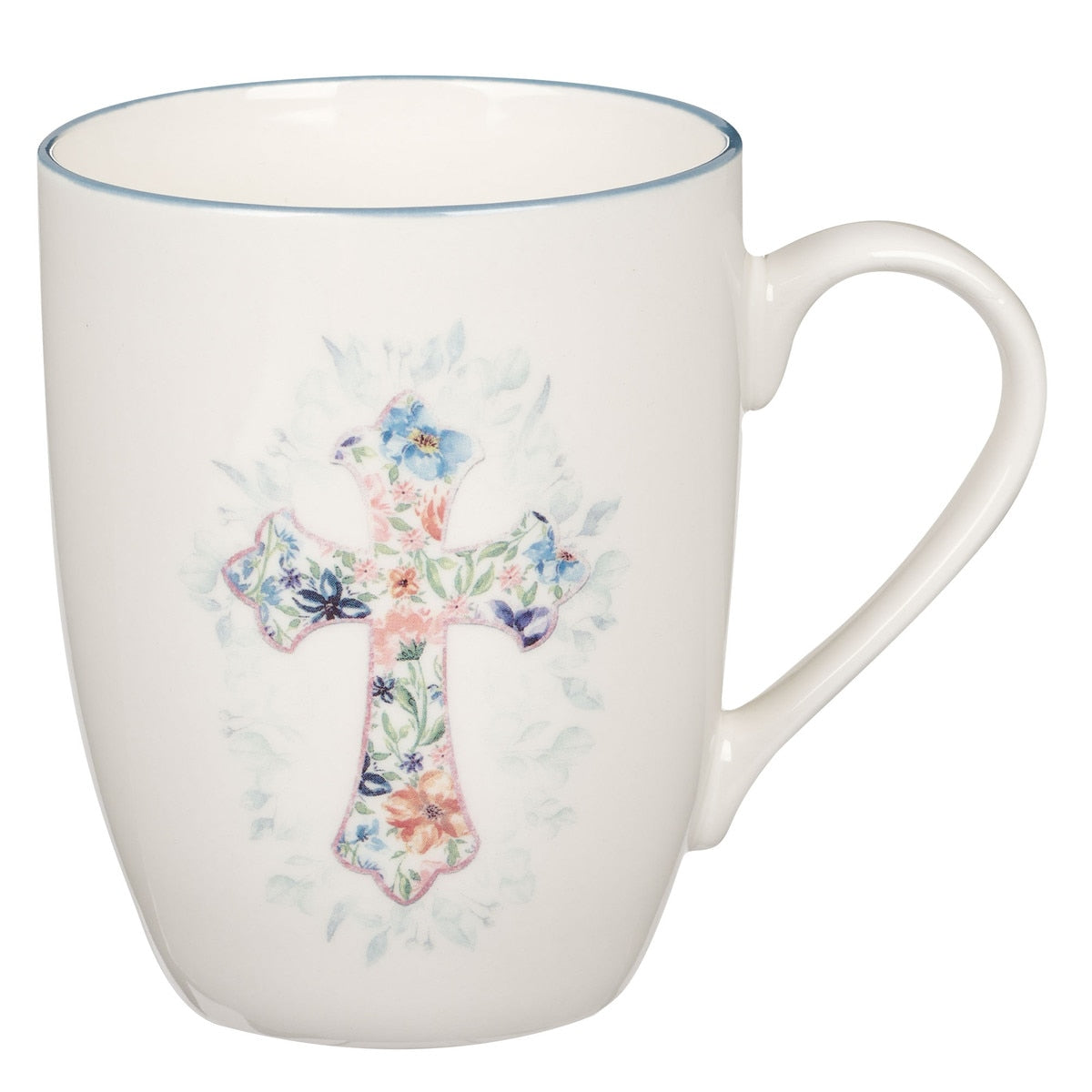 CAG MUG1062 MUG BLUE FLORAL CROSS