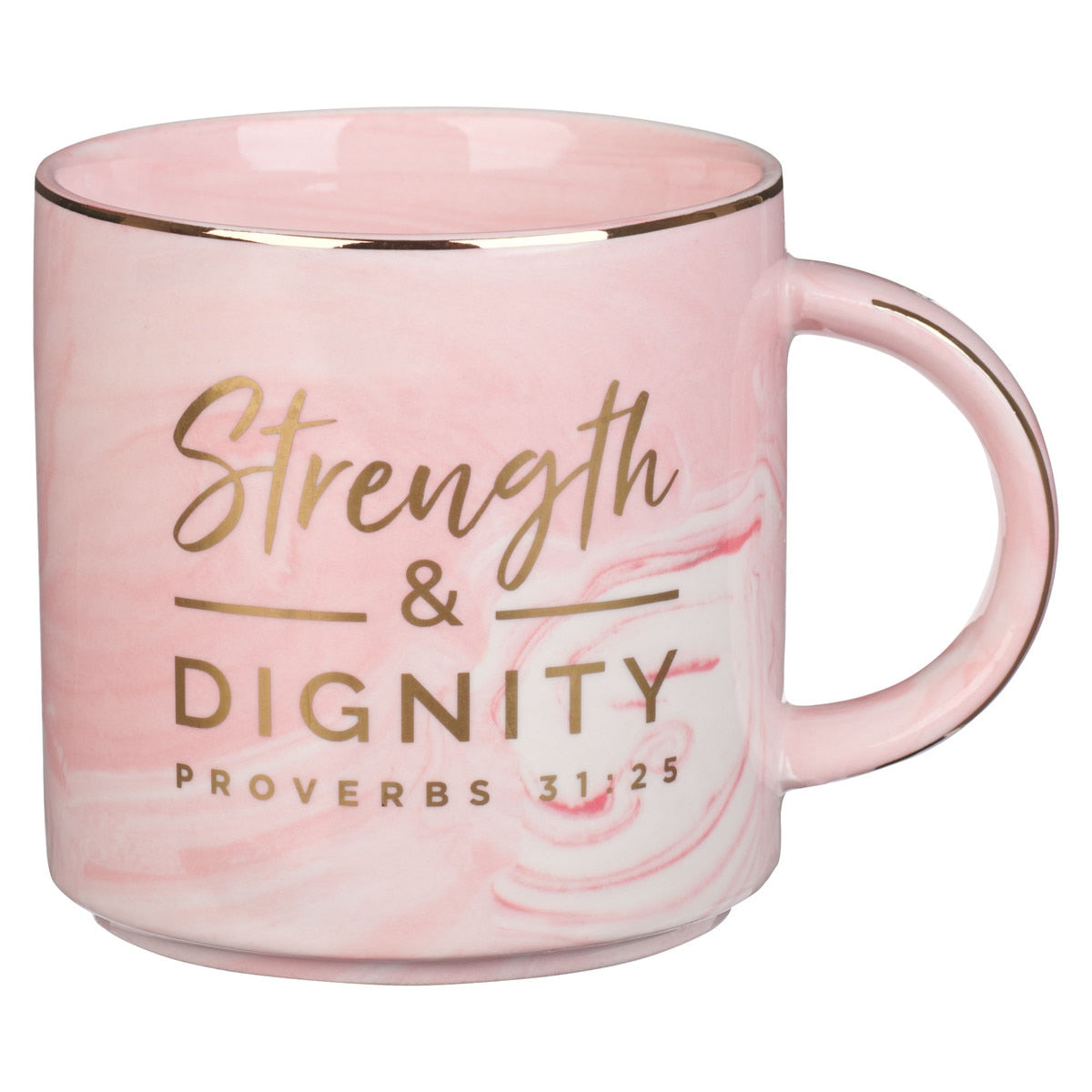 CAG MUG932 MUG PINK MARBLED STRENGTH & DIGNITY PR