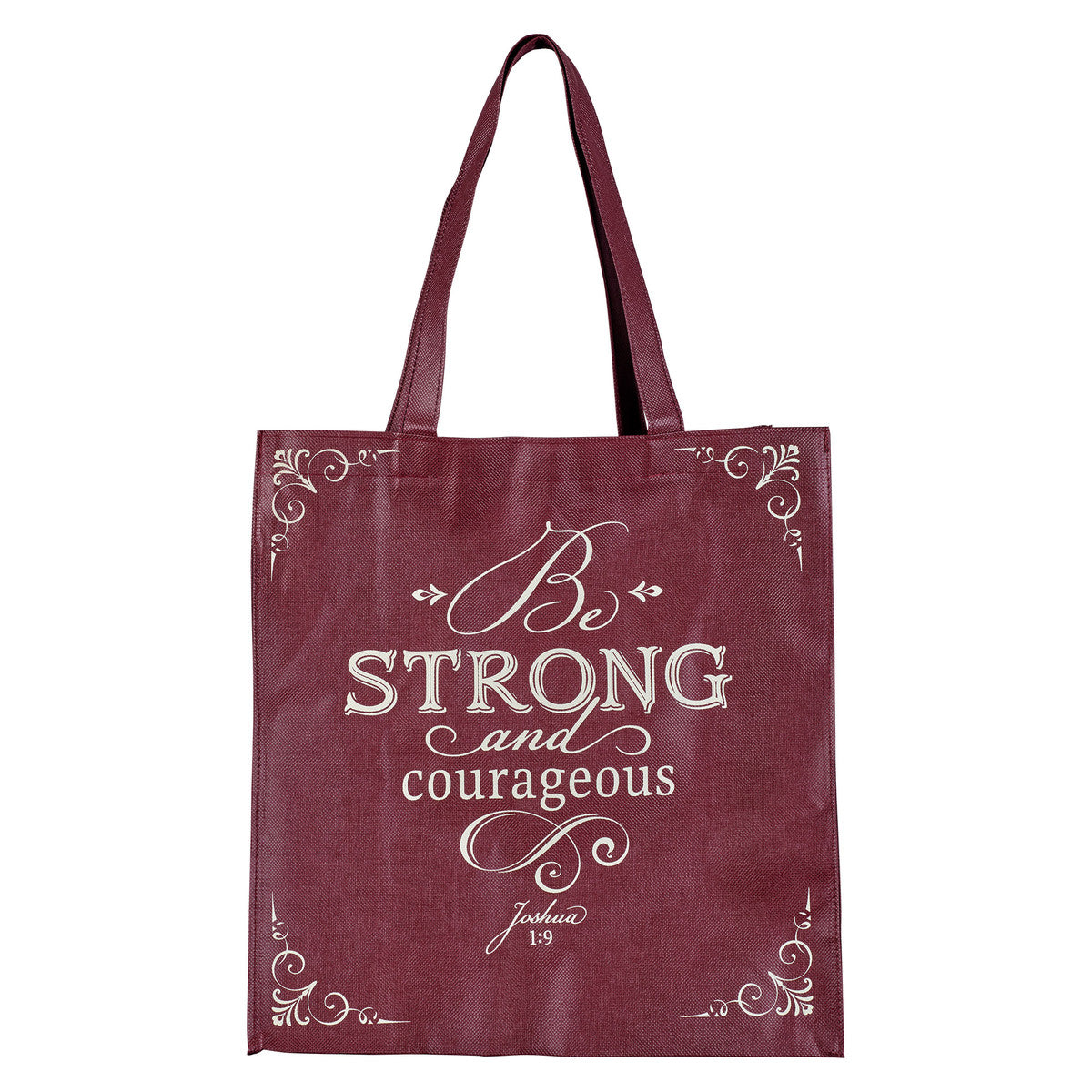 CAG TOT060 TOTE BAG STRONG & COURAGEOUS MAROON