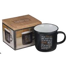 CAG MUG908 BLESS YOU AND KEEP YOU BLACK AND GOLD CAMP-STYLE CERAMIC COFFEE MUG - NUMBERS 6:24-26