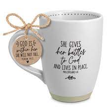 LCP 18309 CERAMIC MUG RAW BOTTOM SHE INPIRES PEACE
