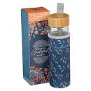 CAG WBT172 GLASS-BAMBOO WATER BOTTLE THANKFUL GRATEFUL BL