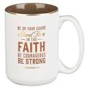 CAG MUG941 MUG WHITE/BROWN STAND FIRM IN THE FAITH 1 COR. 16:13