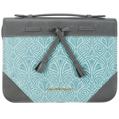 CAG BBM673 BIBLE COVER LUXL MEDIUM GRAY-TURQ
