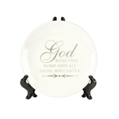 DIC PLT-108 PORCELAIN PLATE W STAND GOD BLESS
