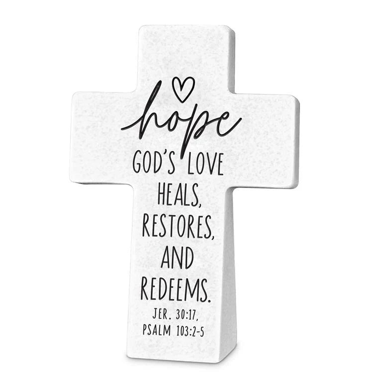 LCP 11402 TABLETOP CROSS HOPE GODS LOVE HEALS