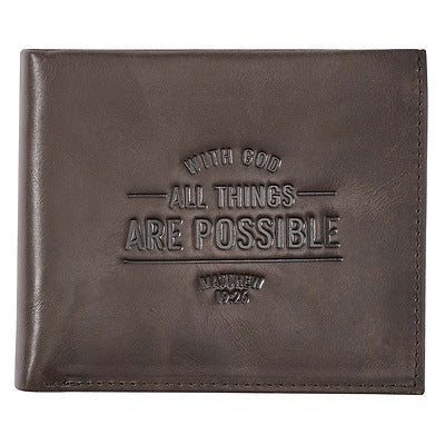 CAG WT135 LEATHER WALLET WITH GOD ALL THINGS ARE P