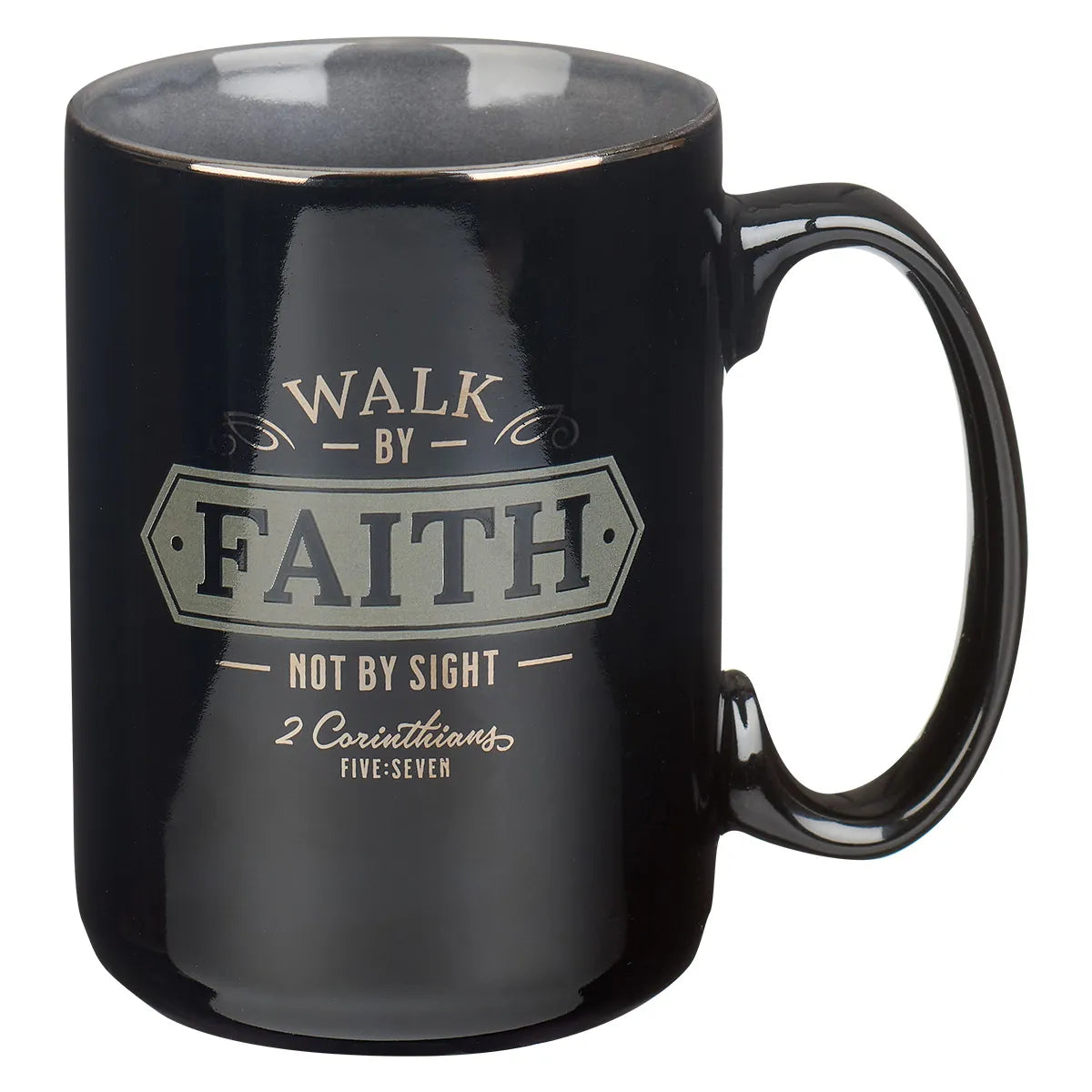 CAG MUG939 MUG BLACK/GRAY WALK BY FAITH 2 COR. 5:7