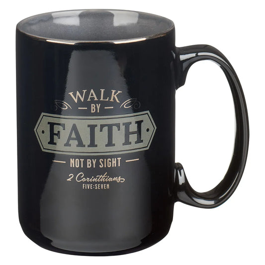 CAG MUG939 MUG BLACK/GRAY WALK BY FAITH 2 COR. 5:7