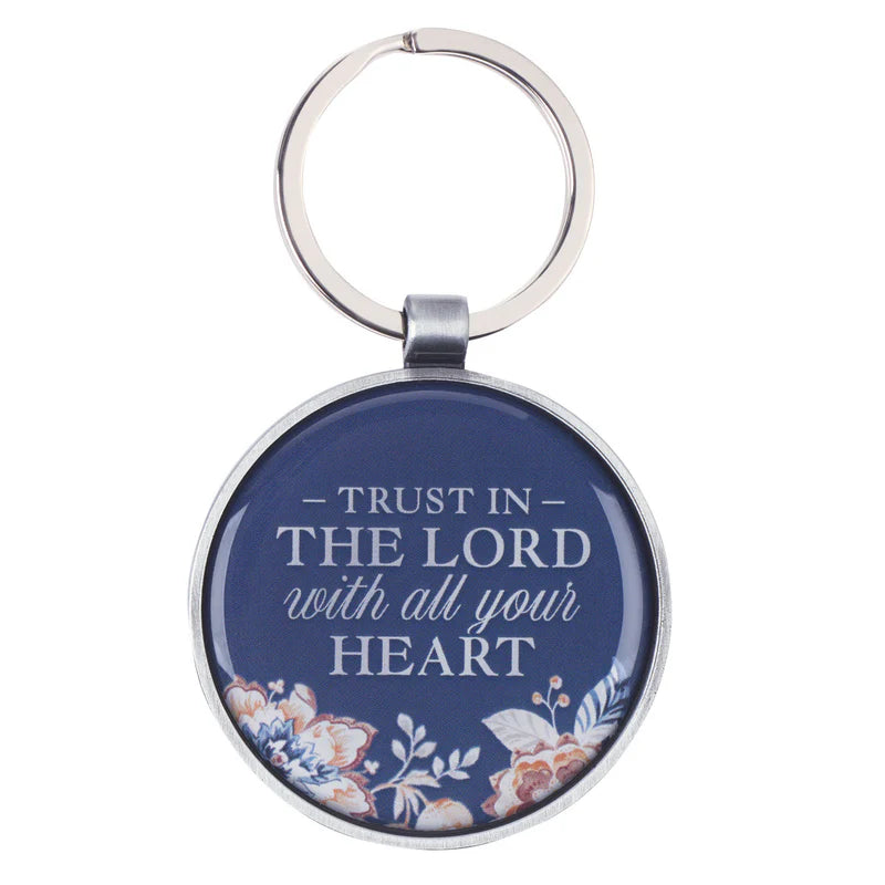 CAG KRG075 TRUST HONEY-BROWN AND NAVY EPOXY-COATED METAL KEYCHAIN - PROVERBS 3:5