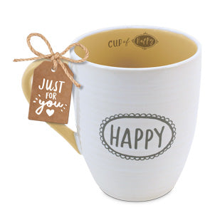LCP 18227 MUG TEXTURED WHITE CUP OF HAPPY