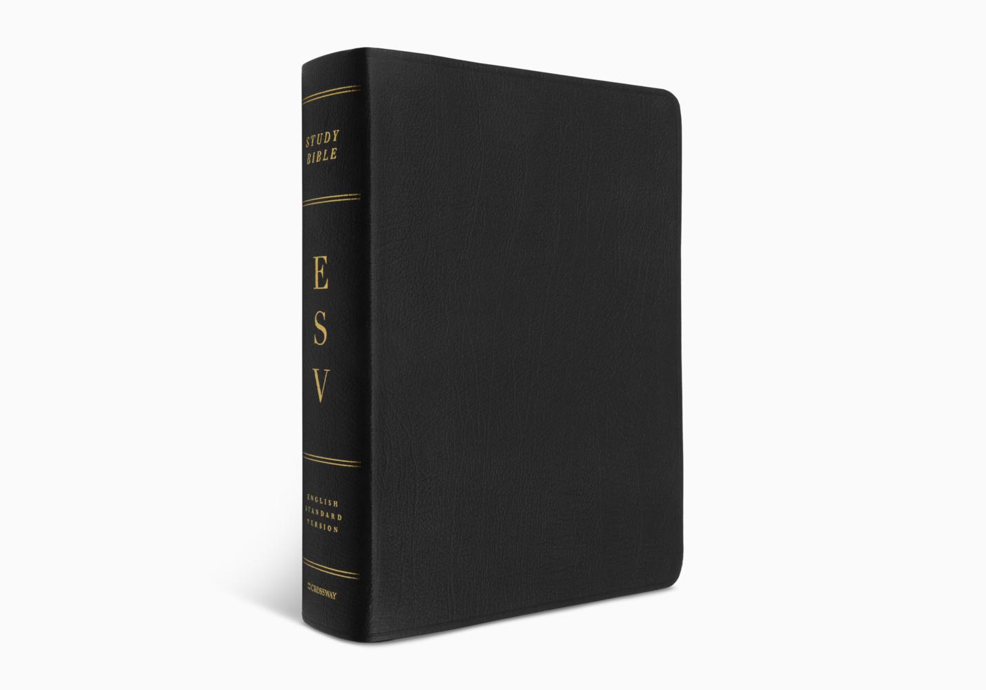 ESV STUDY BIBLE GENUINE LEATHER BLACK IDX