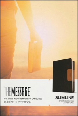 THE MESSAGE BIBLE SLIMLINE LL BROWN/SADDLE TAN