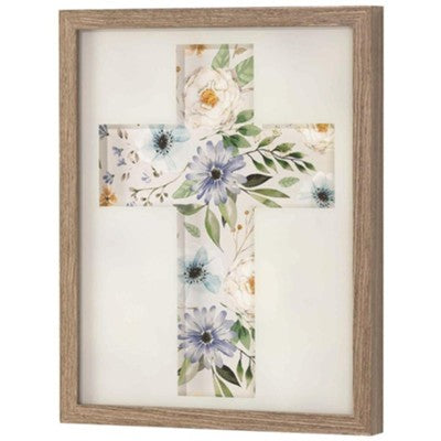 DIC FRMWDWG WALL DECOR FLORAL CROSS WOODGRAIN FRAM