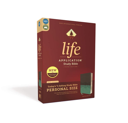 Life Application Study Bible: New International Version, Gray/Teal, Leathersoft, Personal Size: Red Letter Edition