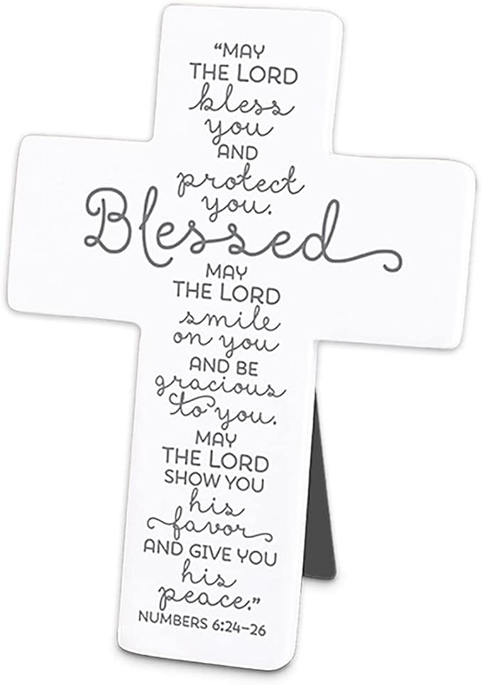 LCP 11943 TABLETOP CROSS BLESSED BABY RESIN 6.25IN