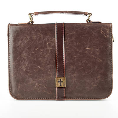 BBM590 BIBLE COVER LL BROWN MED CROSS