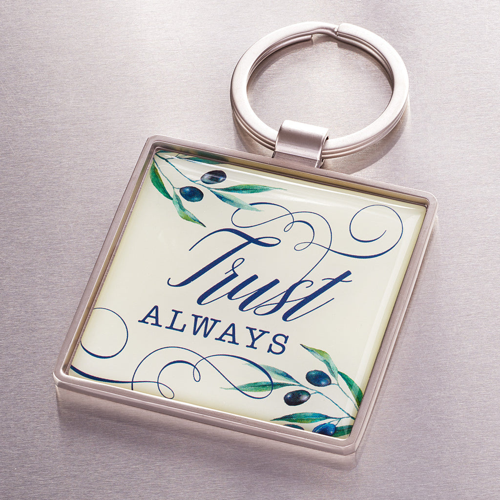 CAG KEP075 KEYRING METAL TRUST ALWAYS PSALM 52 8-9