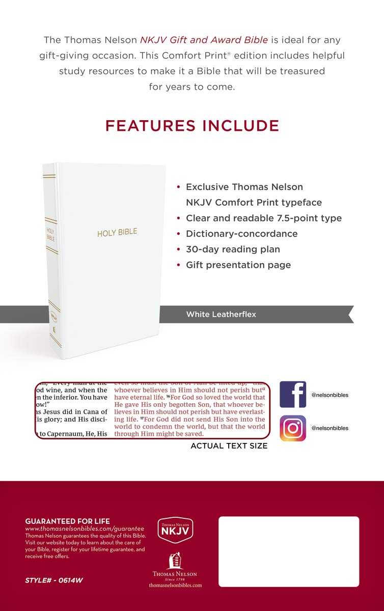 NKJV TN GIFT AND AWARD BIBLE WHITE
