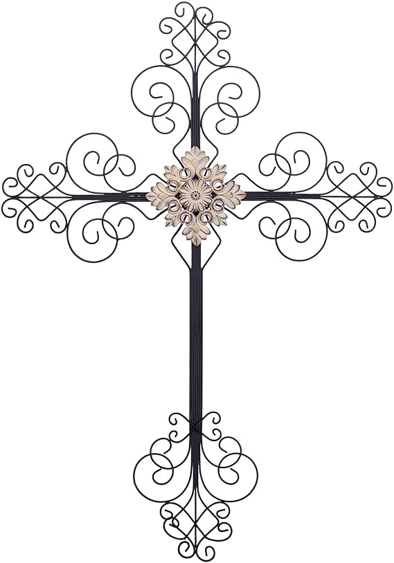LCP 60273 BLACK METAL WALL CROSS 25"H