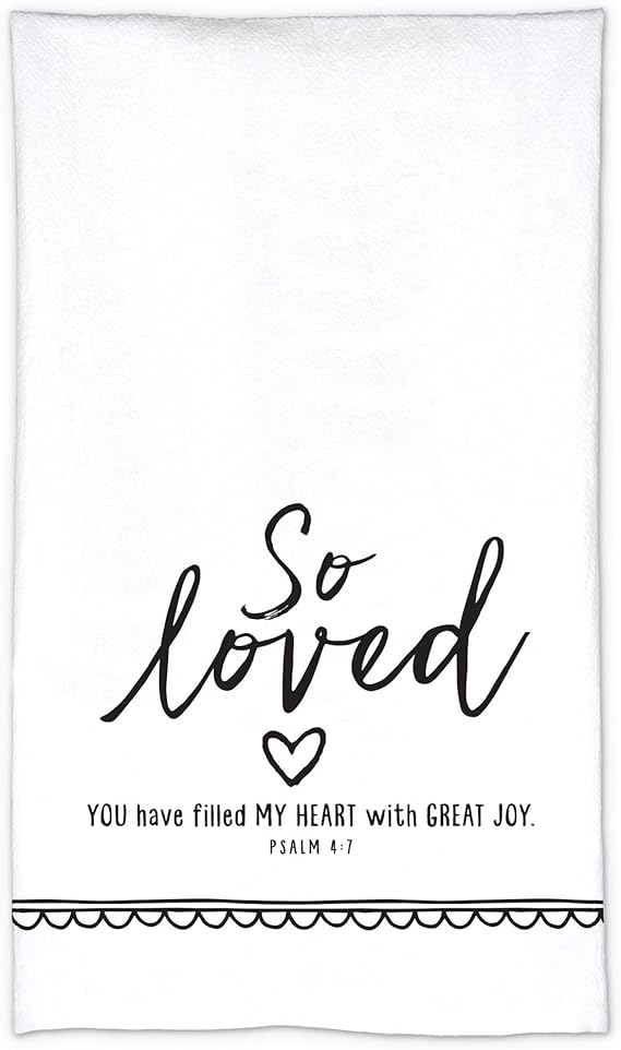 LCP 51577 TEA TOWEL ARTISAN DOODLES SO LOVED WHITE
