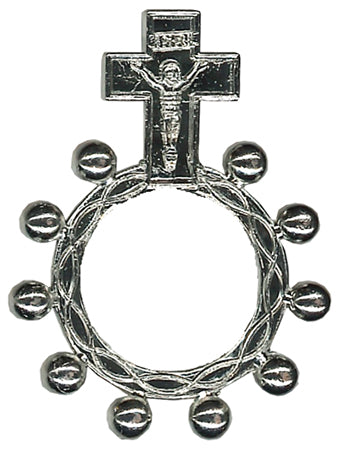CBC 6417 ROSARY RING/CRUCIFIX - SILVER FINISH