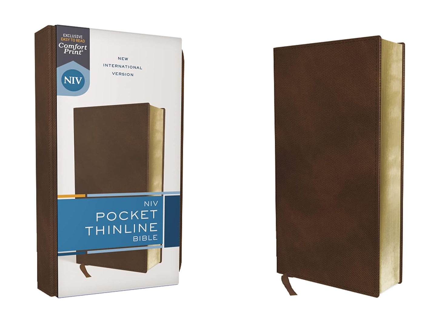 NIV POCKET THINLINE BIBLE, LEATHERSOFT, BROWN, RED