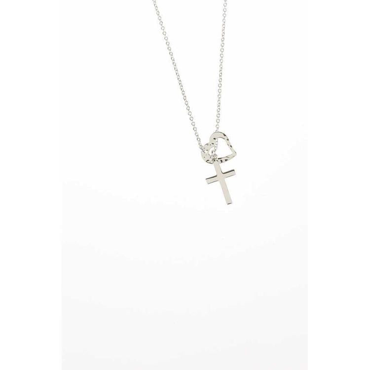 DIC 73-3025P HEART WITH CROSS LARIAT NECKLACE