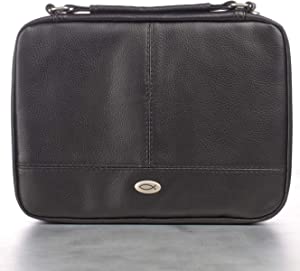 CAG BBM456 BIBLE COVER TWO FOLD LUXL LEATHER ORGANIZER BLACK