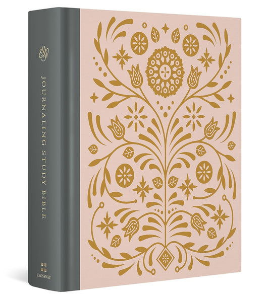 ESV JOURNALING STUDY BIBLE CLOTH OVERBOARD BLUSH OCHRE FLORAL DESIGN