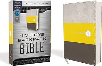 NIV BOYS BACKPACK BIBLE, COMPACT, LEATHERSOFT, YEL
